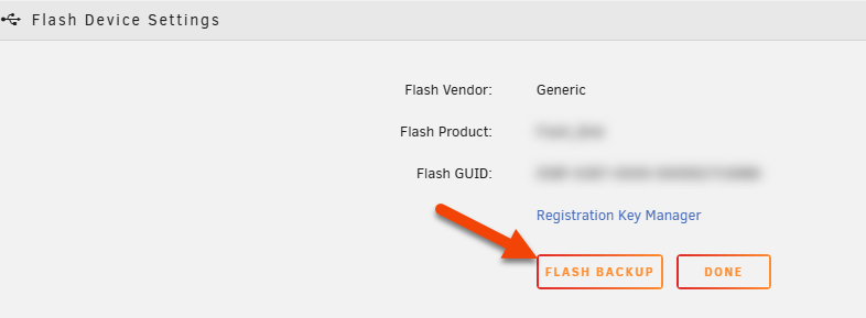 Steuerelement „Backup des Boot-Geräts“ in der WebGUI